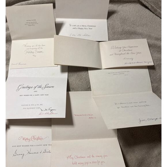 Vintage Used Lot Of Seven Currier And Ives Christmas Greeting Cards - Picture 3 of 3